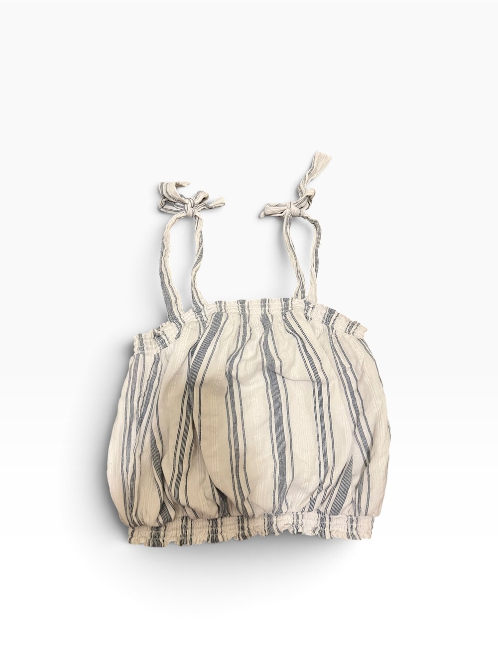 Universal Thread 100% Cotton Striped Tie-Shoulder Smocked Crop Top M